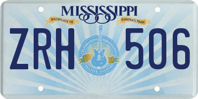 MS license plate ZRH506