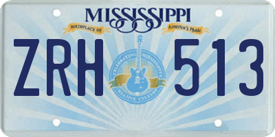 MS license plate ZRH513