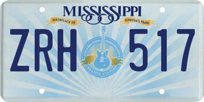 MS license plate ZRH517