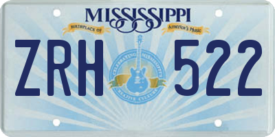 MS license plate ZRH522