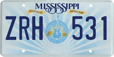 MS license plate ZRH531