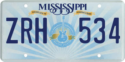 MS license plate ZRH534