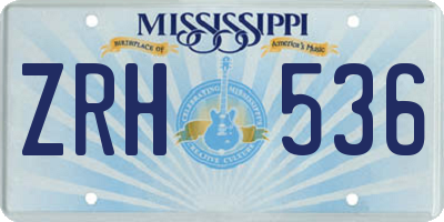 MS license plate ZRH536