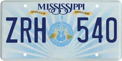 MS license plate ZRH540