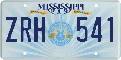 MS license plate ZRH541