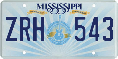 MS license plate ZRH543