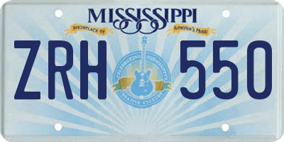 MS license plate ZRH550