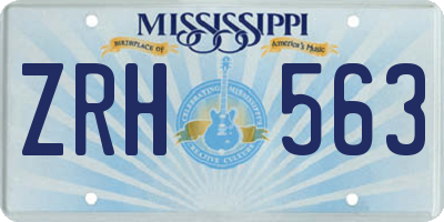 MS license plate ZRH563