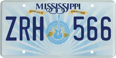 MS license plate ZRH566