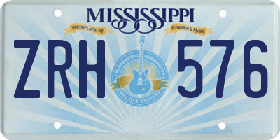 MS license plate ZRH576