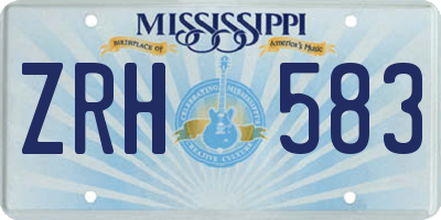 MS license plate ZRH583