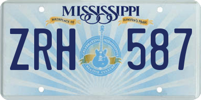 MS license plate ZRH587