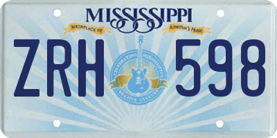 MS license plate ZRH598