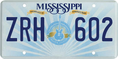 MS license plate ZRH602