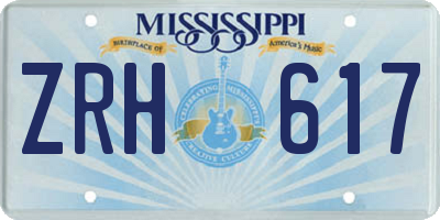 MS license plate ZRH617