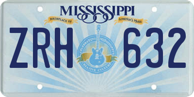 MS license plate ZRH632