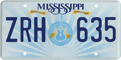 MS license plate ZRH635