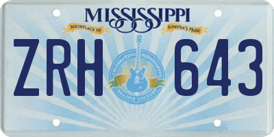 MS license plate ZRH643