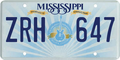 MS license plate ZRH647