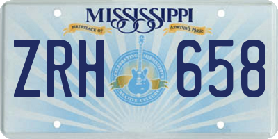 MS license plate ZRH658