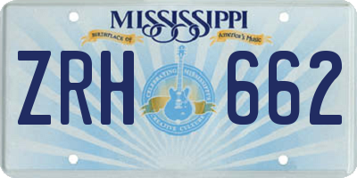 MS license plate ZRH662