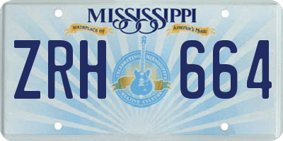 MS license plate ZRH664