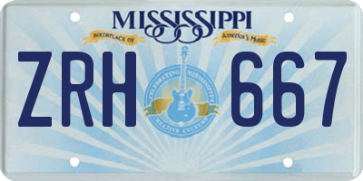 MS license plate ZRH667