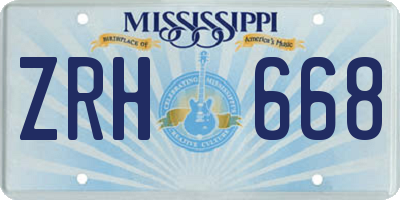 MS license plate ZRH668