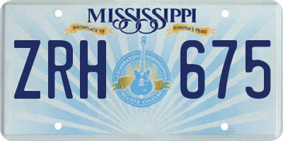 MS license plate ZRH675