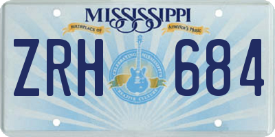 MS license plate ZRH684