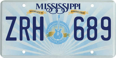 MS license plate ZRH689