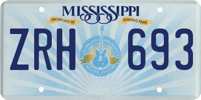 MS license plate ZRH693