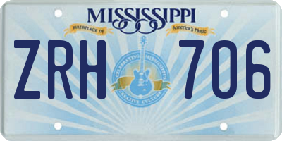 MS license plate ZRH706