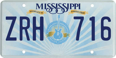 MS license plate ZRH716