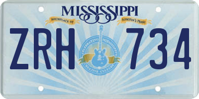 MS license plate ZRH734