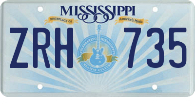 MS license plate ZRH735