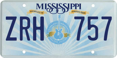 MS license plate ZRH757