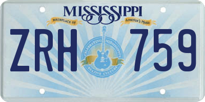 MS license plate ZRH759