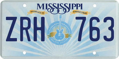 MS license plate ZRH763