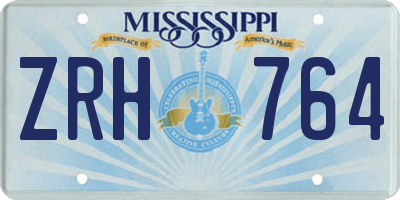 MS license plate ZRH764