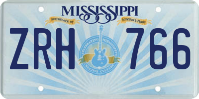 MS license plate ZRH766