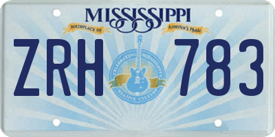 MS license plate ZRH783