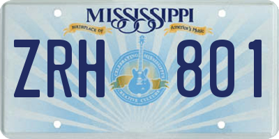 MS license plate ZRH801