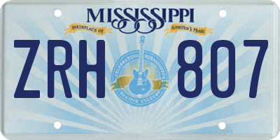 MS license plate ZRH807