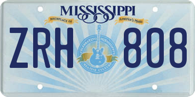 MS license plate ZRH808