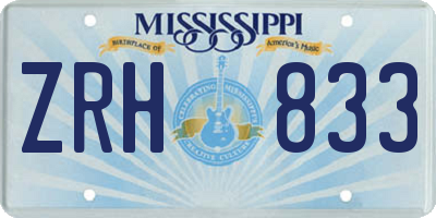 MS license plate ZRH833