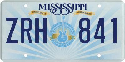 MS license plate ZRH841