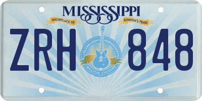 MS license plate ZRH848