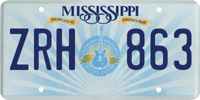 MS license plate ZRH863