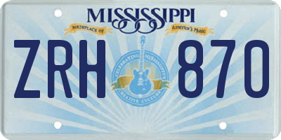 MS license plate ZRH870